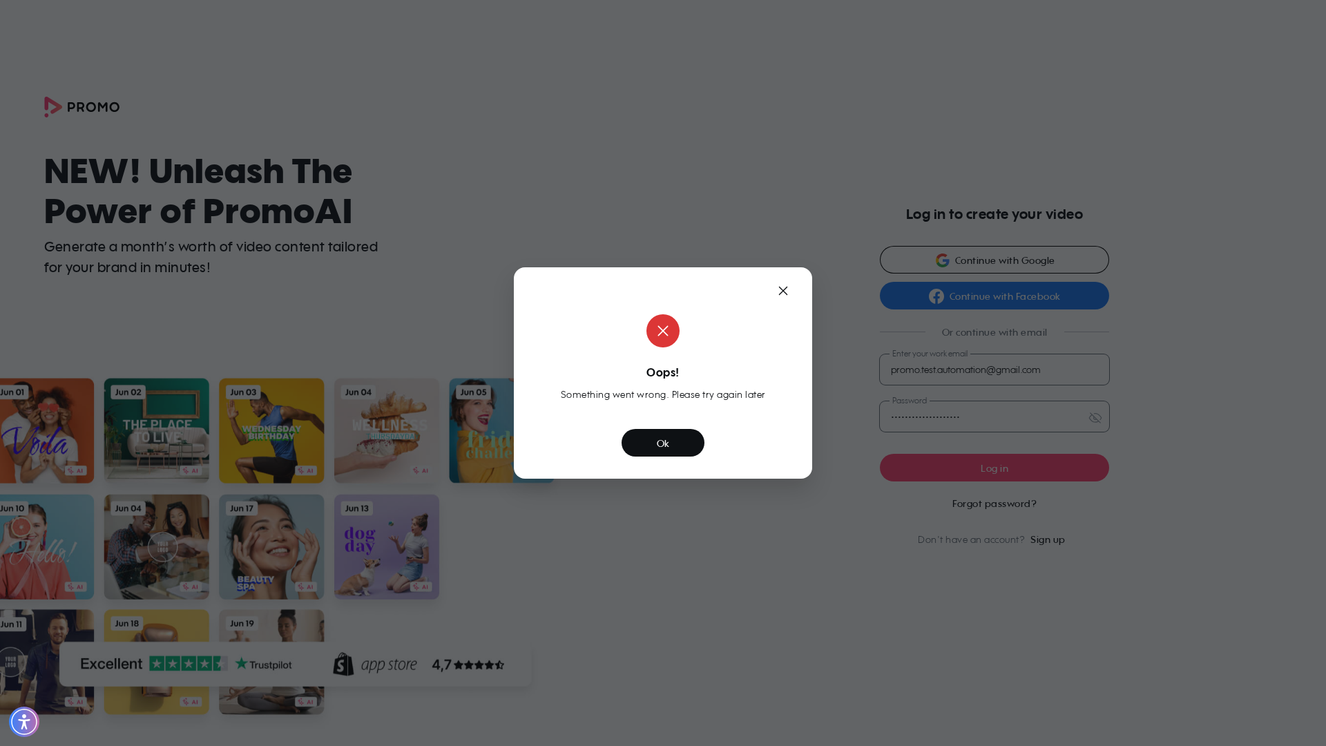 Test failure screenshot